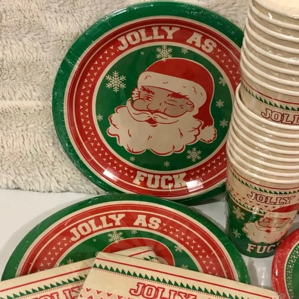 CHRISTMAS Festive Holiday Party Supplies Set - Red and Green